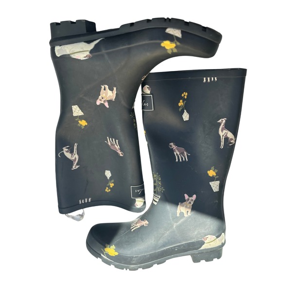 Joules Ladies Roll Up Wellies Welly Grydogs Blue Rain Boots Size 7 201037 - Picture 1 of 9